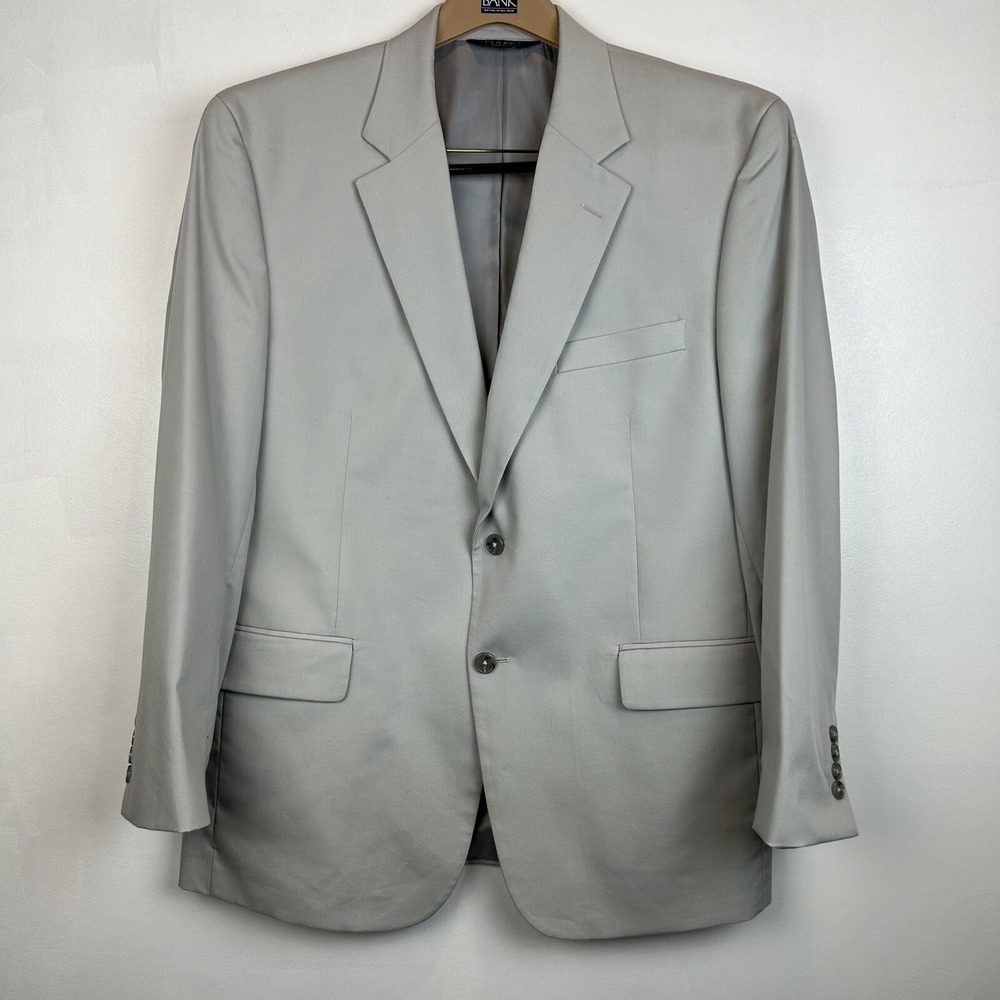 Jos A. Bank Blazer Jacket Mens 44S Light Gray Cotton Blend Wedding